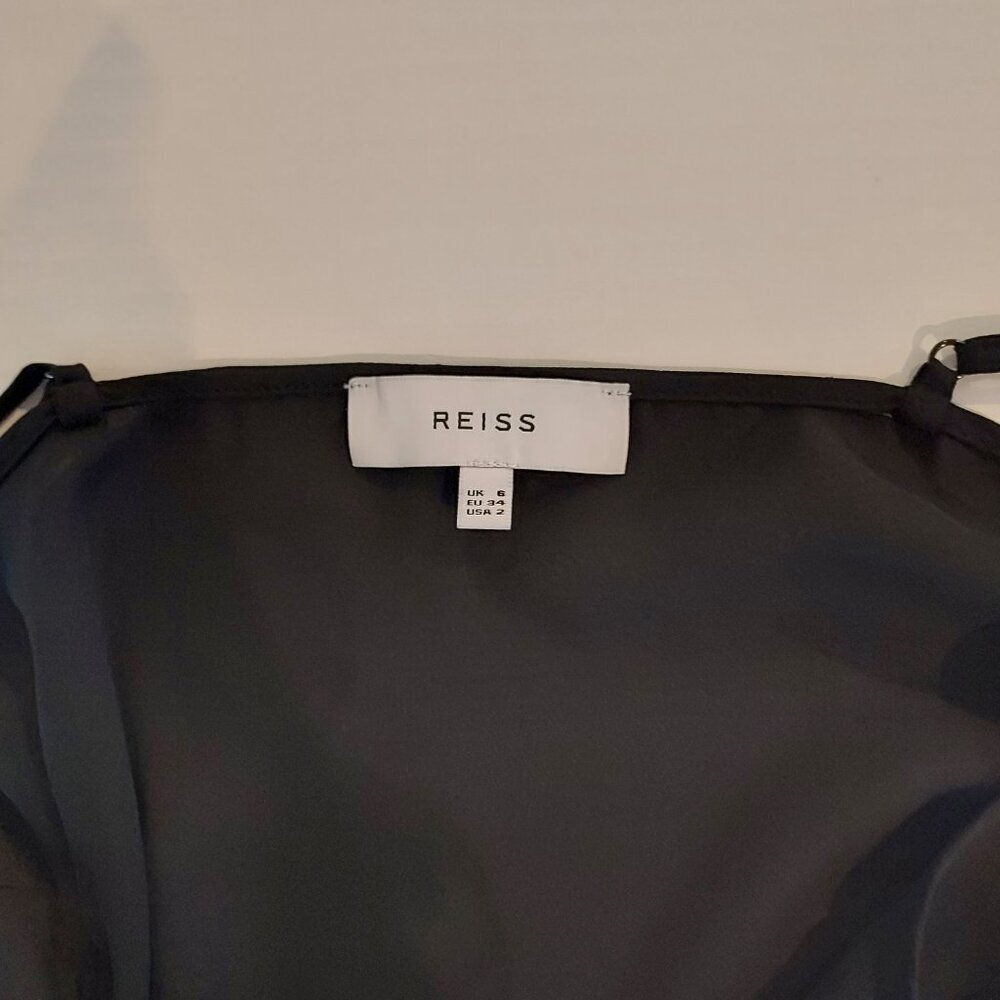 Reiss Justina Striped Ruffled Sheer Black Mini Dress Size 2 NWOT - Picture 12 of 15